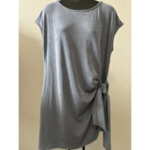 Chicos Travelers Knit Tunic Top Womens Size 8 / 10 Medium Grey Asymmetrical